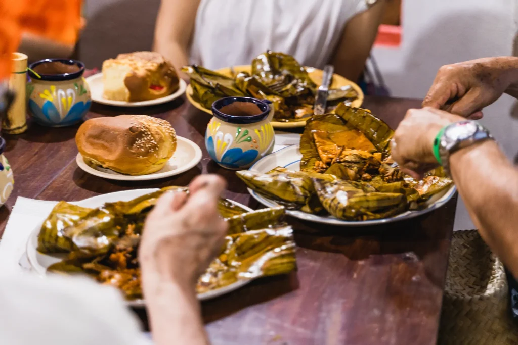 tamal gastronomía en el día de muertos